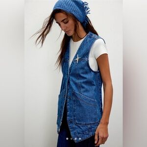 New We the Free Valerie Denim Vest in Blue Hue